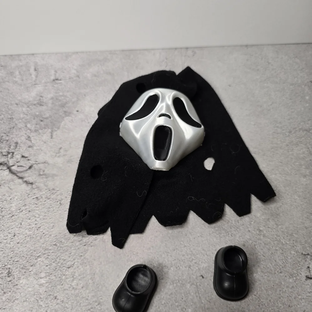 Labubu Costume with Silver Mask and Black Shoes